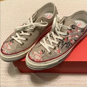 Embroidered Pink Flower Chucks